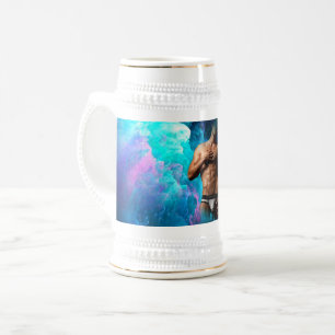 Caneca De Cerveja Abst azul púrpura do Homem de SlipperyJoe