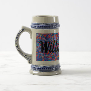 Caneca De Cerveja abstrato art Willow Glen em letras grandes
