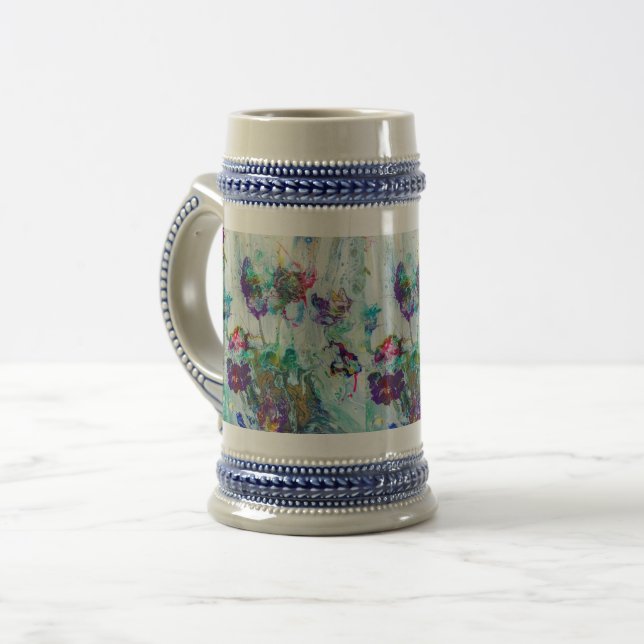 Caneca De Cerveja Abstrato de jardim de beija-flores (Frente Esquerda)