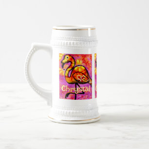 Caneca De Cerveja Abstrato Flamingo Bird Personalizado