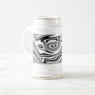 Caneca De Cerveja Abstrato - Linhas Pretas e Brancas Adormecidas - P