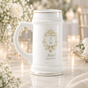 Caneca De Cerveja Acompanhante Barroco Dourado Personalizado