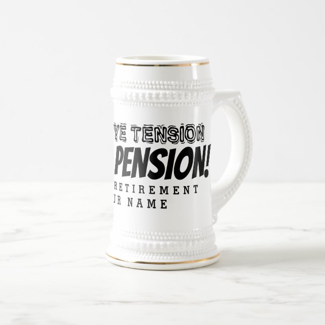 Caneca De Cerveja Adeus tensão saudação pensão divertida aposentador (Frente Esquerda)
