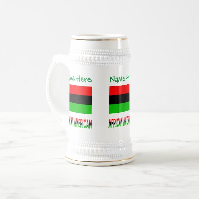 Caneca De Cerveja Afro-americano/Diáspora Sinalizador Verde Pessoal (Frente Esquerda)
