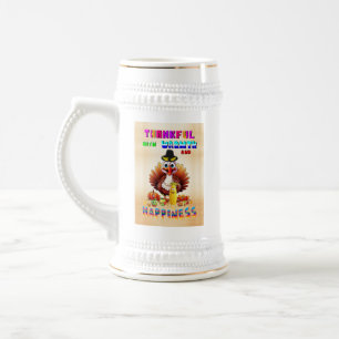 Caneca De Cerveja Agradecido Com Calor E Felicidade