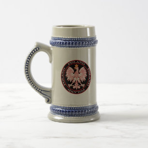 Caneca De Cerveja Águia polonesa redonda vermelha