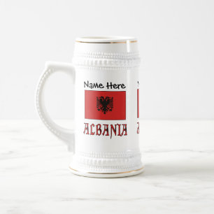 Caneca De Cerveja Albânia e Bandeira albanesa com seu nome