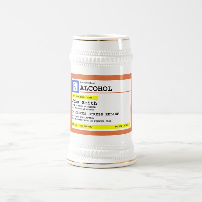 Caneca De Cerveja Álcool de Receita Personalizada Humorístico (Centro)