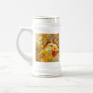 Caneca De Cerveja Alphonse Mucha Art Nouveau Autumn