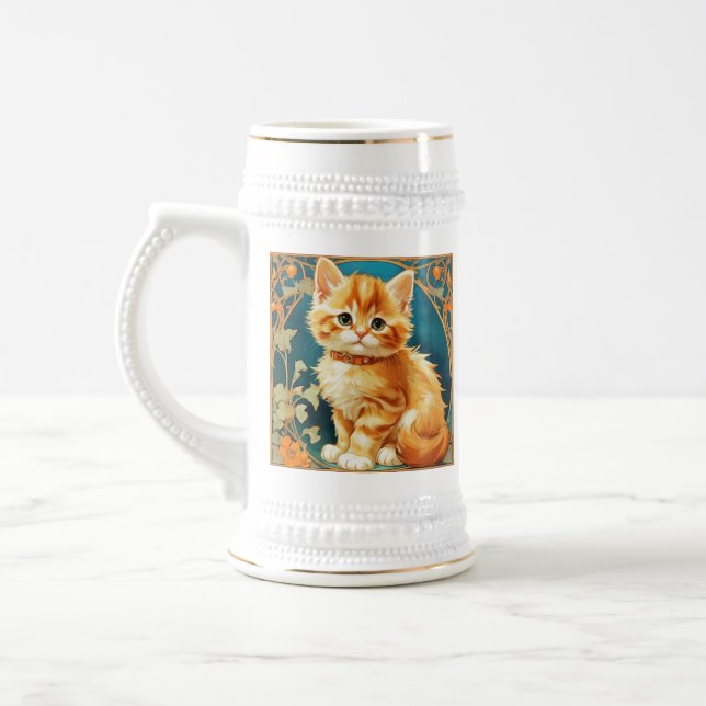 Caneca De Cerveja Alphonse Mucha Art Nouveau Cat (Esquerda)