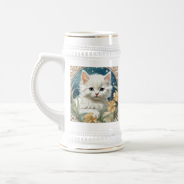 Caneca De Cerveja Alphonse Mucha Art Nouveau Kitten (Esquerda)