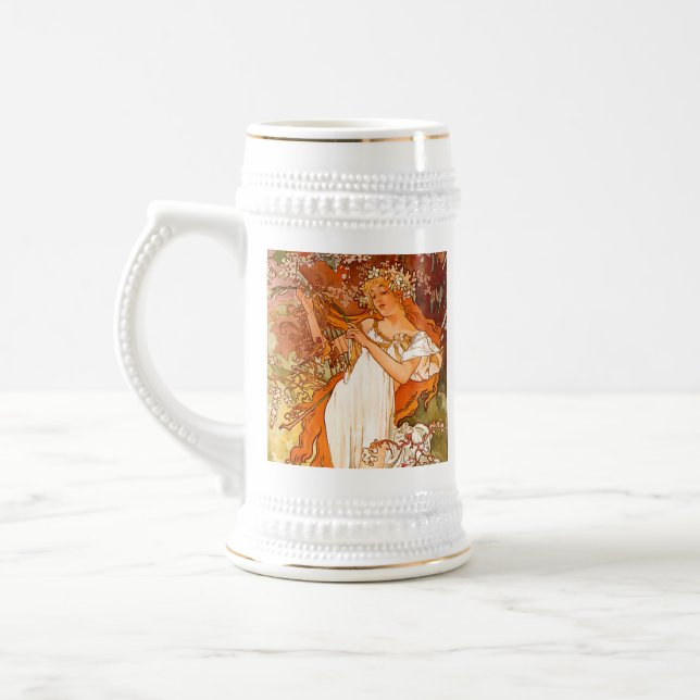 Caneca De Cerveja Alphonse Mucha Art Nouveau Primavera (Esquerda)