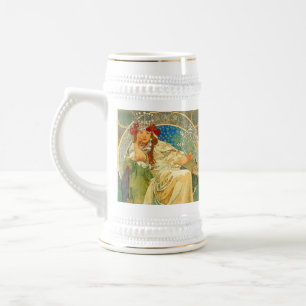 Caneca De Cerveja Alphonse Mucha Art Nouveau Princess Hyacinth