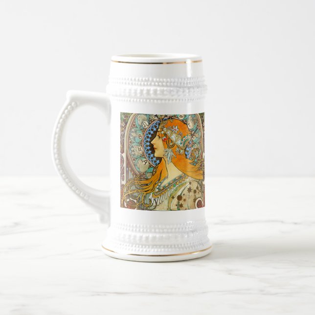 Caneca De Cerveja Alphonse Mucha Art Nouveau Zodiac (Esquerda)