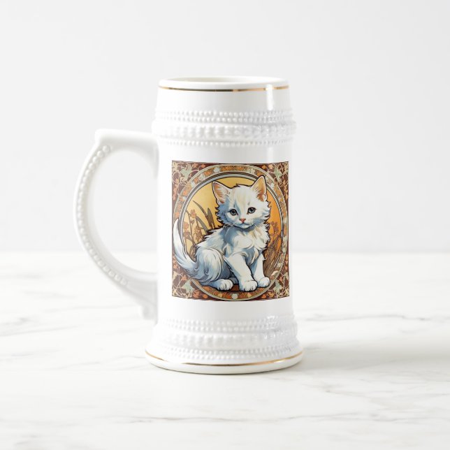 Caneca De Cerveja Alphonse Mucha Style Cat (Esquerda)