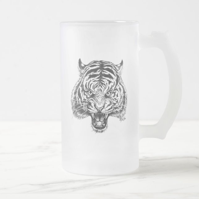 Caneca de cerveja alta tirada mão da arte do tigre (Direita)