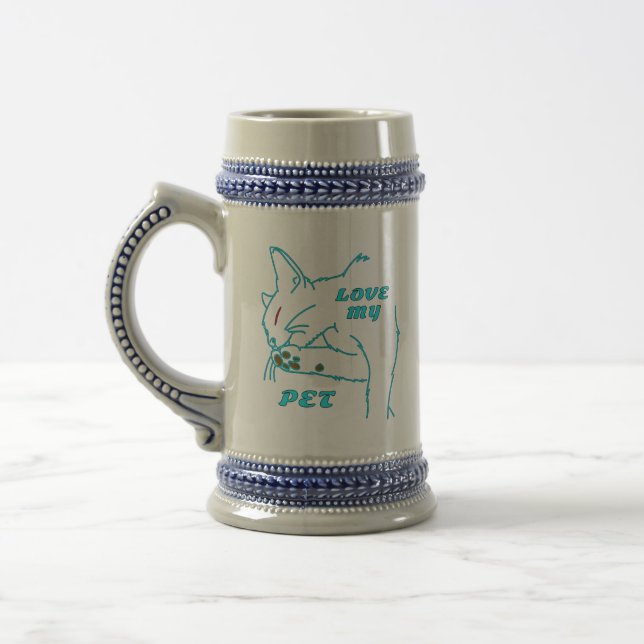 CANECA DE CERVEJA AME MEU GATO DE AQUA (Esquerda)