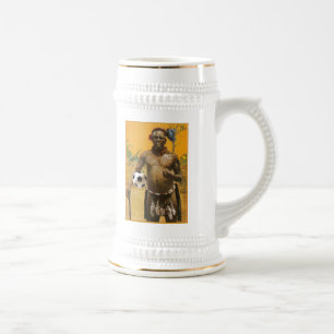 Caneca De Cerveja Amor da bola de futebol dos chefes do guerreiro do