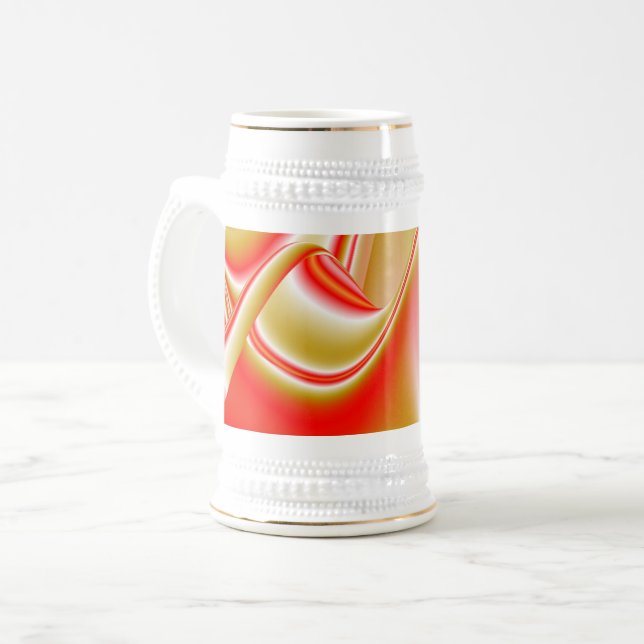 Caneca De Cerveja Amor e Abstrato 3D Rainbowart Dourado (Frente Esquerda)