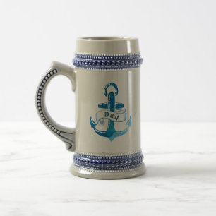 Caneca De Cerveja Âncora Azul Náutica com Papai e Monograma