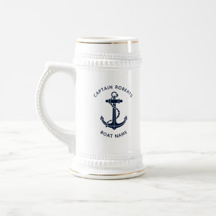 Caneca De Cerveja Âncora Náutica Capitão do Barco Custom Swag