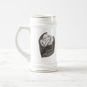 Caneca De Cerveja Angels Kissing, Design preto e branco