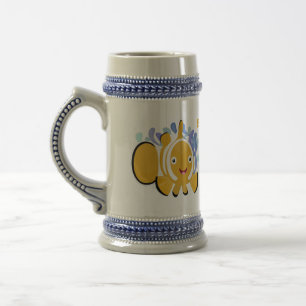 Caneca De Cerveja Animação de marisco feliz e bonito