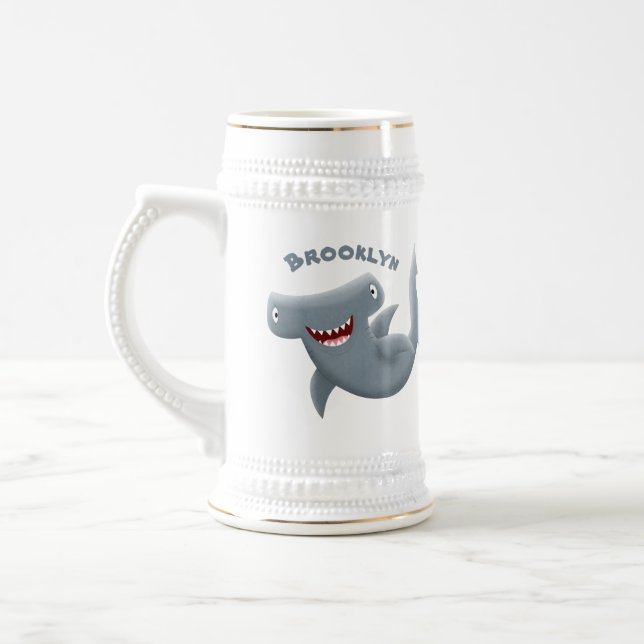 Caneca De Cerveja Animação engraçada de tubarão Hammerhead (Esquerda)