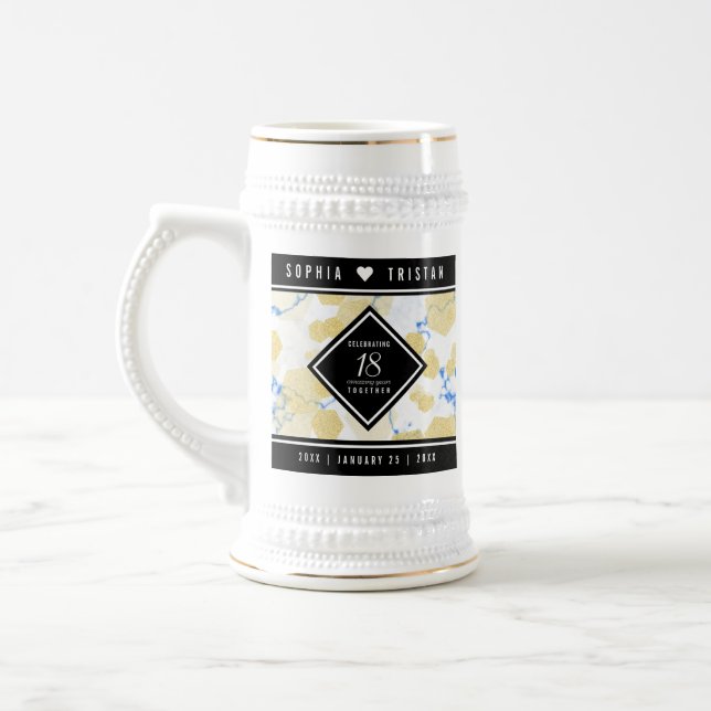 Caneca De Cerveja Aniversário de Casamento de Porcelana 18 (Esquerda)