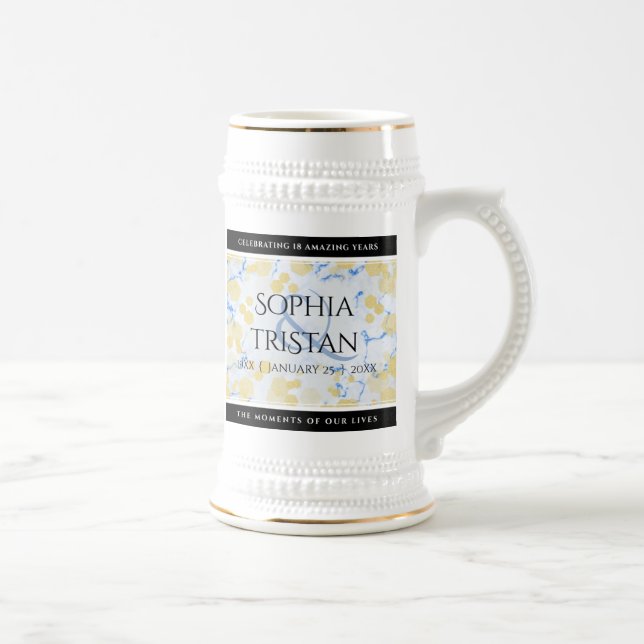 Caneca De Cerveja Aniversário de Casamento de Porcelana 18 (Direita)