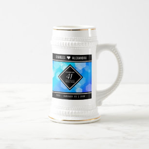 Caneca De Cerveja Aniversário de Casamento de Topaz Azul Elegante 4