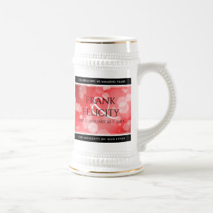 Caneca De Cerveja Aniversário de Casamento do Elegante Ruby, 40º 80