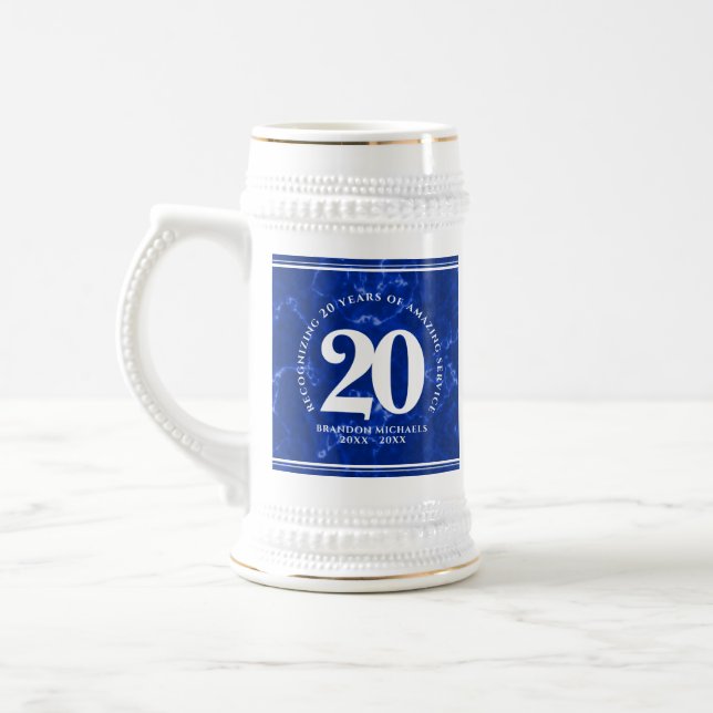 Caneca De Cerveja Aniversário de Trabalho 20 anos do Elegante Blue M (Esquerda)