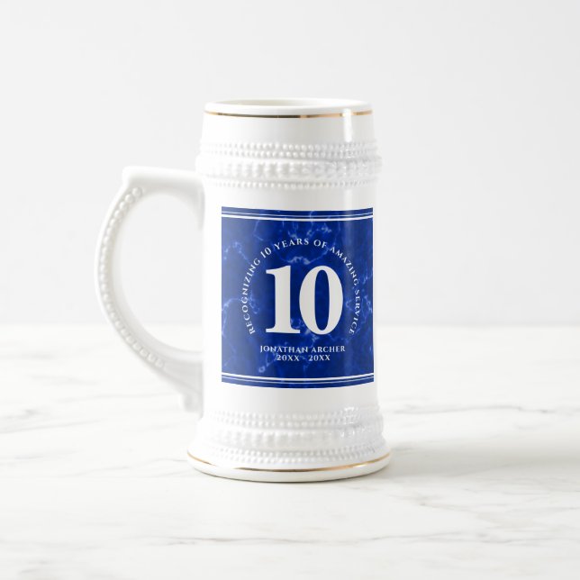 Caneca De Cerveja Aniversário de trabalho de 10 anos do Elegante Blu (Esquerda)