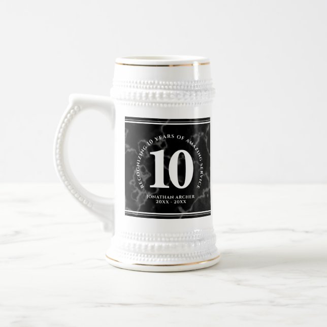 Caneca De Cerveja Aniversário de Trabalho do Elegante Black Marble 1 (Esquerda)