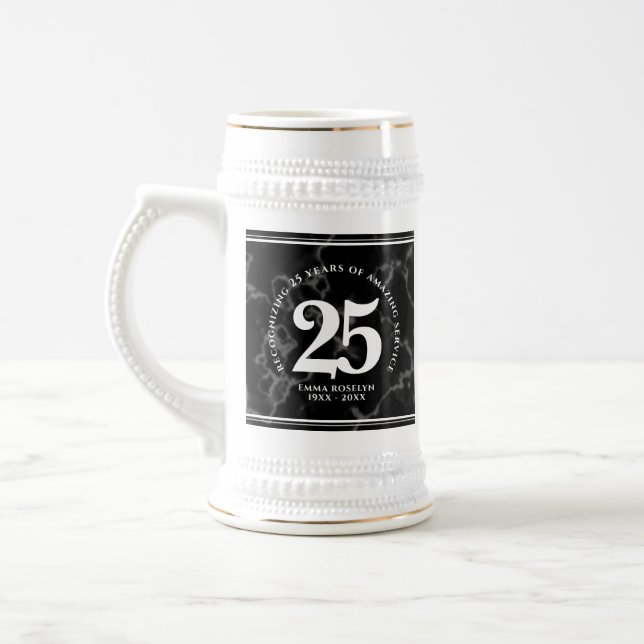 Caneca De Cerveja Aniversário de Trabalho do Elegante Black Marble 2 (Esquerda)