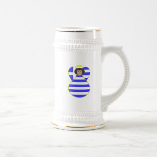 Caneca De Cerveja Anjo da Bandeira Grega com Cabelo Preto