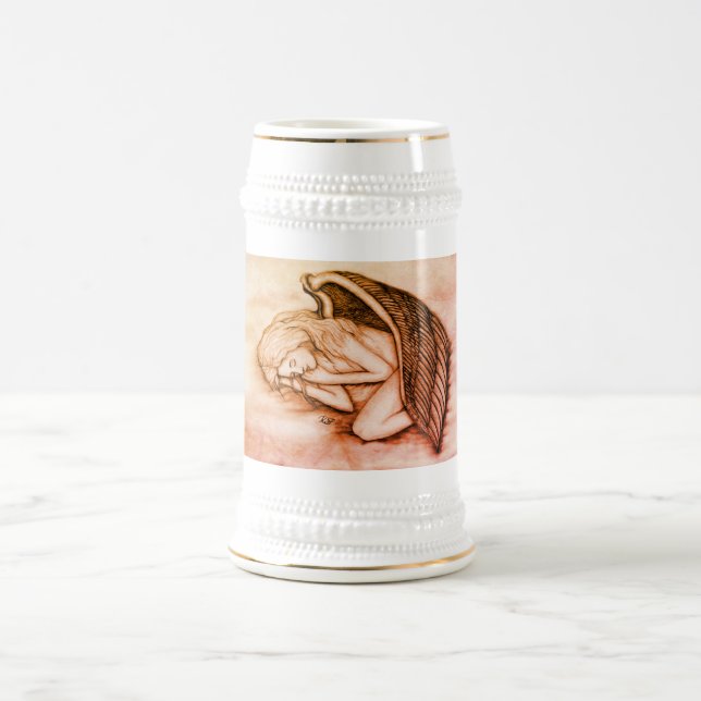 Caneca De Cerveja Anjo dormindo nas nuvens do céu (Centro)
