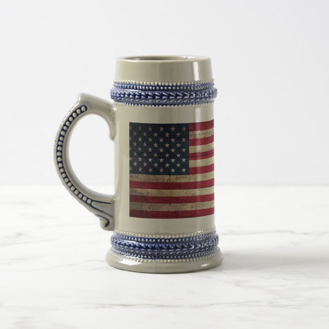 Caneca De Cerveja Antiga bandeira Americana de Wooden (Esquerda)