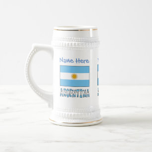 Caneca De Cerveja Argentina Bandeira Argentina Personalização Nome A