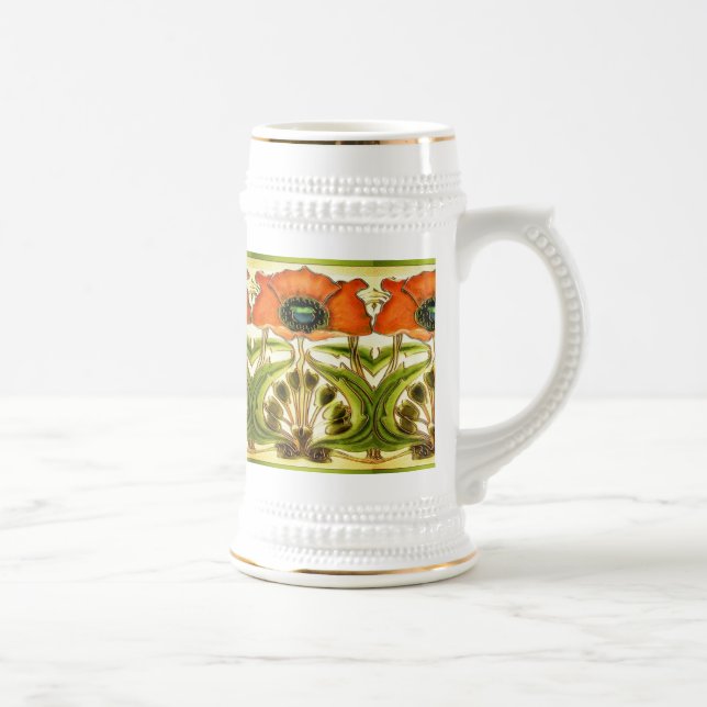 CANECA DE CERVEJA ART NOUVEAU ESSIBILIZOU A MASSA VERMELHA VERDE VER (Direita)