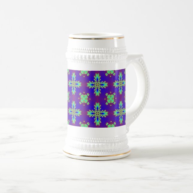 Caneca De Cerveja Artdeco Flowers in Retro Style (Frente Esquerda)