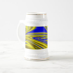 Caneca De Cerveja Arte abstrata 3D em arco-íris em dourado amarelo a