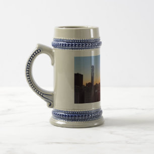 Caneca De Cerveja Arte da Vista do Rooftop do Pôr do Sol da Cidade d