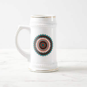 Caneca De Cerveja Arte de Mandala Geométrico Colorido-46456