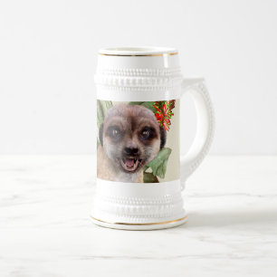 Caneca De Cerveja Arte de Vida Selvagem de Suricata Fofa com Aloé Fl