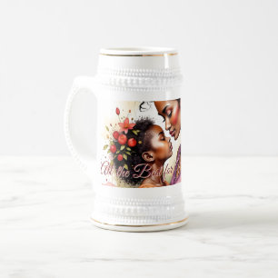 Caneca De Cerveja Arte do Dia das Mães em Estilo Aquarela