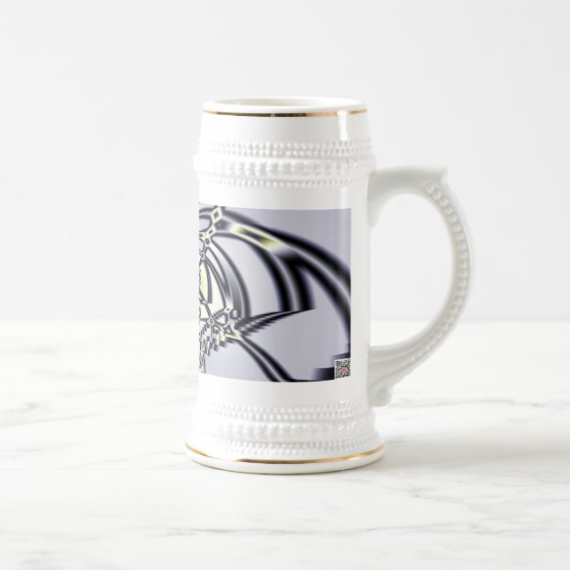 Caneca De Cerveja Arte Fractal de Geometria Sagrada Íris Roxa (Direita)