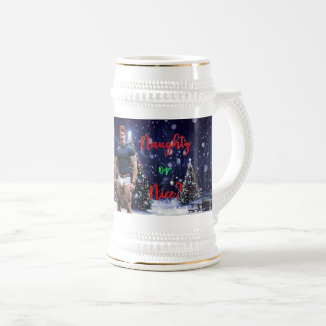 Caneca De Cerveja Árvore de Natal decorada de SlipperyJoe (Frente Esquerda)