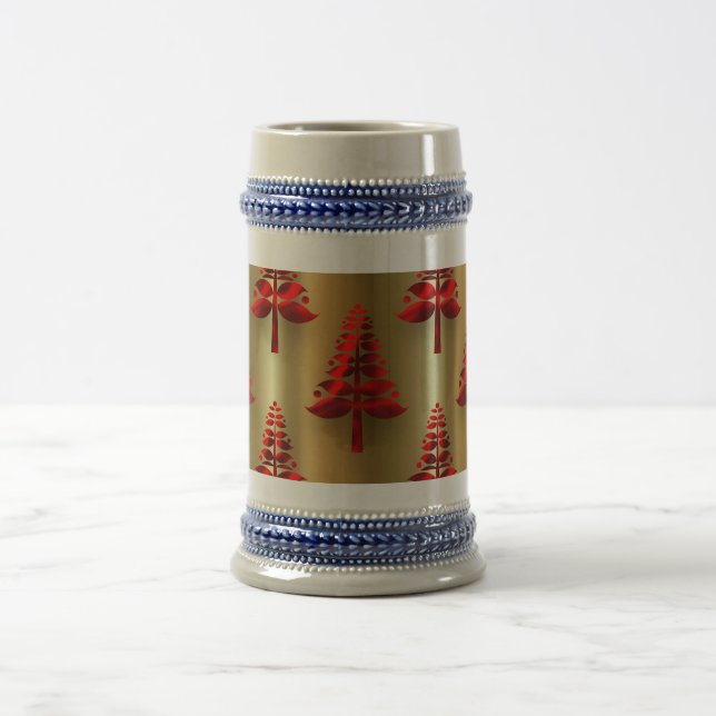 Caneca De Cerveja Árvores de Natal Vermelhas na Dourada (Centro)